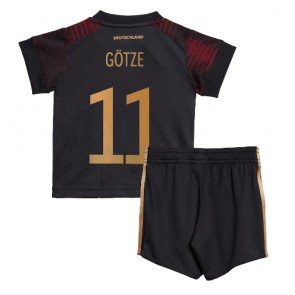 Niemcy Mario Gotze #11 Koszulka Wyjazdowych Dziecięca MŚ 2022 Krótki Rękaw (+ Krótkie spodenki)